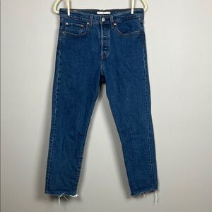 Levi’s Wedgie Blue Denim Jeans Raw Hem SZ‎ 30